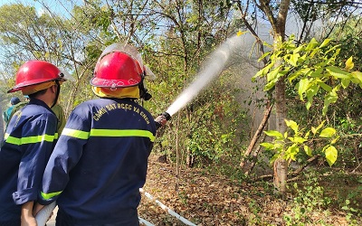Thực tập phương án chữa cháy rừng đặc dụng Vườn chim Bạc Liêu năm 2024